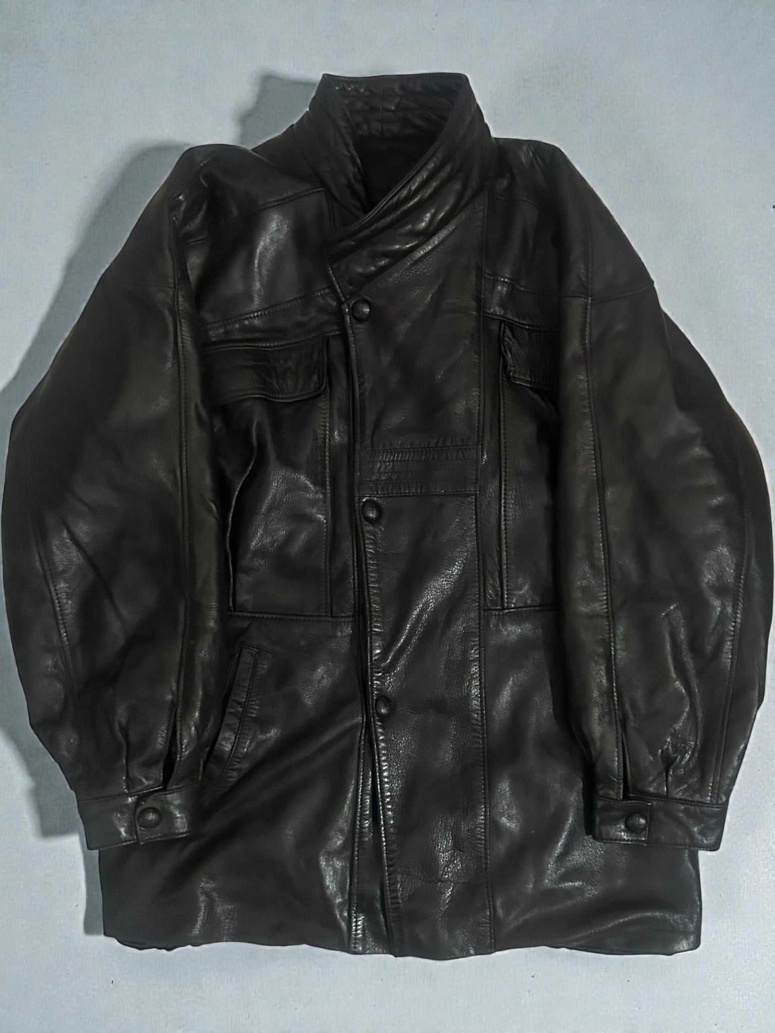 Giubbotto Vintage in Vera Pelle Nero – Taglia IT XL (52)