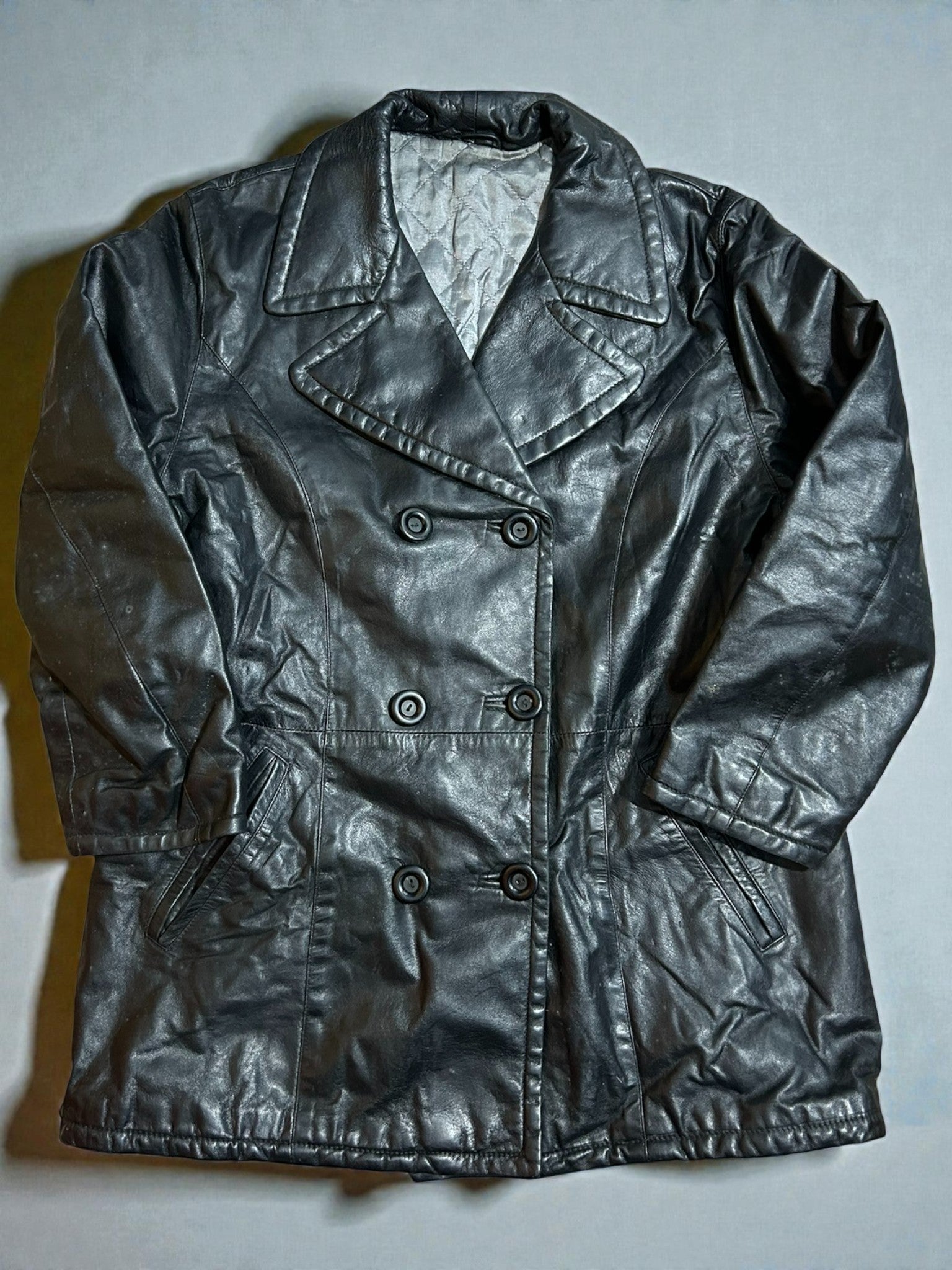 Cappotto Doppiopetto Vintage in Vera Pelle – Taglia IT M